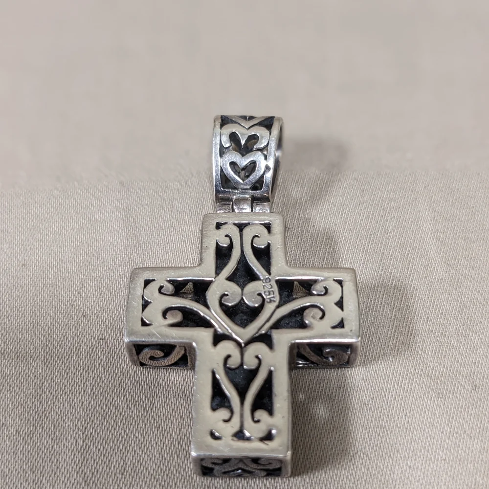 Vintage Sterling Silver Christian Cross Reversible Two-sided Open Work Design